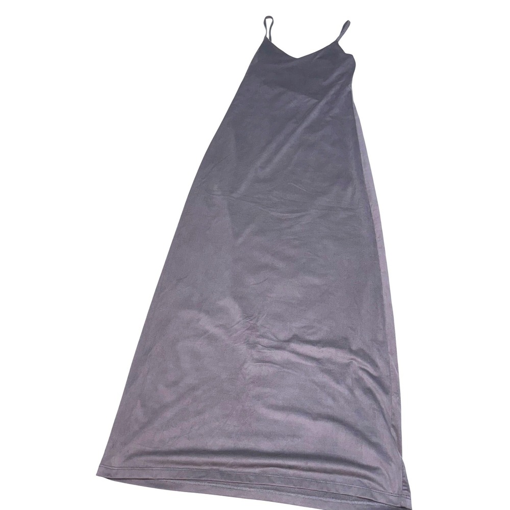 Pimienta Womens Charcoal Grey Faux Suede Spaghetti Strap V-Neck Maxi Slip Dress